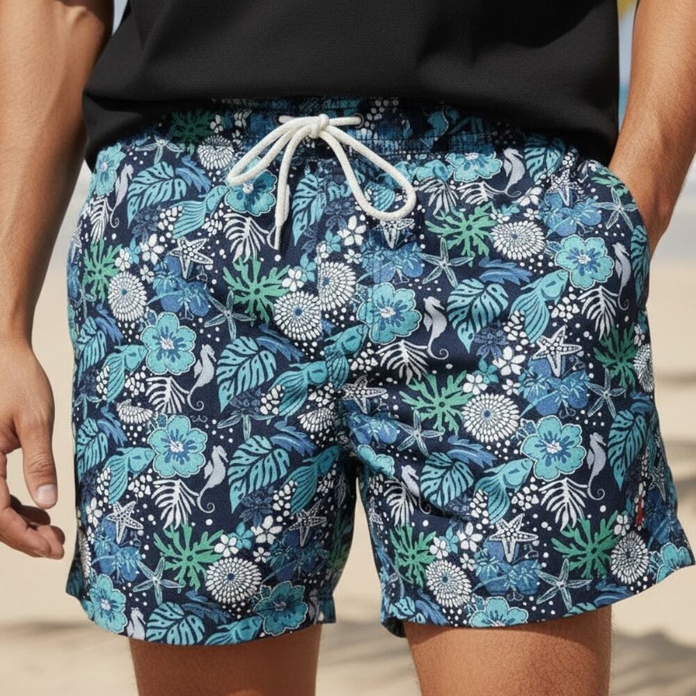 Mens Board Shorts Size XL Soft Swim Suit Trunks Floral Ocean Beach Pool Summer